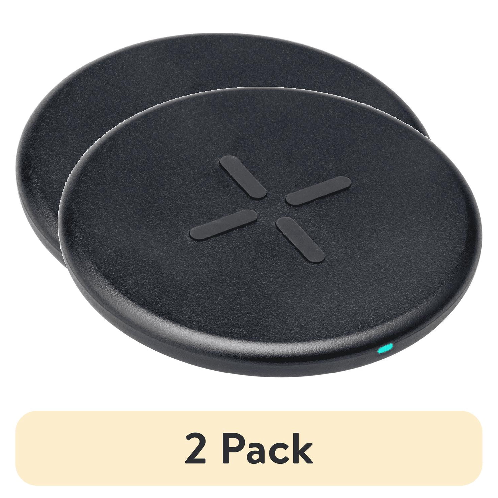 (2 pack) onn 10W Qi Certified Wireless Charging Pad with 5ft USB-C Cable and Wall Adapter - Black