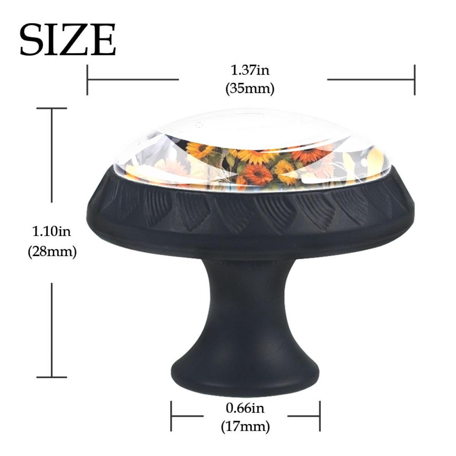 4 Pcs Cow and Sunflower Knobs for Kitchen Cabinet Cupboard Dresser Bookcase Drawer Pulls Handles Round Home Decor