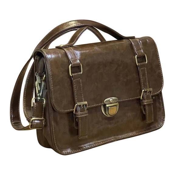 Vintage Buckle Messenger Crossbody Bag Women Lightweight Large Capacity Handbag Casual Daily Use Class Bag Fashionable Commuting Briefcase Uniform Bag