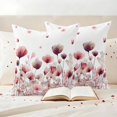 thumbnail image 3 of Spring Flowers Pillow Covers 2 Pack Watercolor Red Pink Floral Leaf Plant Pillowcase Waterproof Outdoor Throw Pillow Cover for Patio Garden Square Cushion 26”x26”, 3 of 9