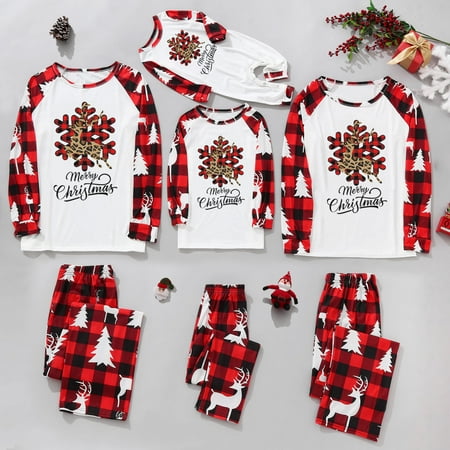 

Christmas Women Mommy Print Blouse Tops And Pants Family Clothes Pajamas