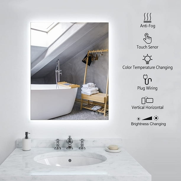 Frameless backlit mirror deals