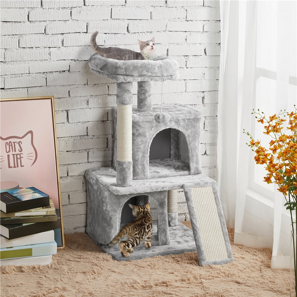 Alden Design 36" Cat Tree with Condo and Scratching Post Tower, Dark Gray