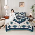 thumbnail image 4 of Feelyou Teens Retro Aztec Bedding Comforter Set, Tribal Western Fashion Twin Comforter Sets, Grey Blue Triangle Abstract Reversible Bedding Set, Ultra Soft Bedroom Decor, 2pcs, 4 of 8