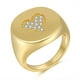 thumbnail image 1 of Anillos de oro grueso - Signet Sings para mujer, anillo de cúpula, anillo de declaración, anillo de acero inoxidable chapado en oro de 18 k, oro-blanco Tamaño: 8 Feliz Sencillez, 1 of 5