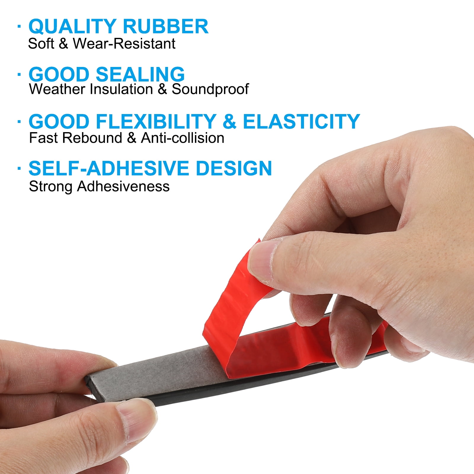 Uxcell 20Ft Weather Stripping Door Seal, 3/8"W x 1/8"T Rubber Adhesive Seal Strip