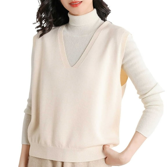 Ediodpoh Women's Sweater Vest Casual V Neck Sleeveless Oversized Ribbed Knit Pullover Tank Tops Sweater Vest Women White XL