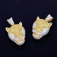 thumbnail image 3 of DUBSS Leopard Head Pendant Gold Color Iced Cubic Zircon Men's Hip Hop Necklace Jewelry, 3 of 6