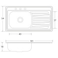 thumbnail image 2 of Fregadero Cocina Empotrar 1 Tina Eb 101x54x18 C202n Der Eb Técnica Línea Clásica, 2 of 2