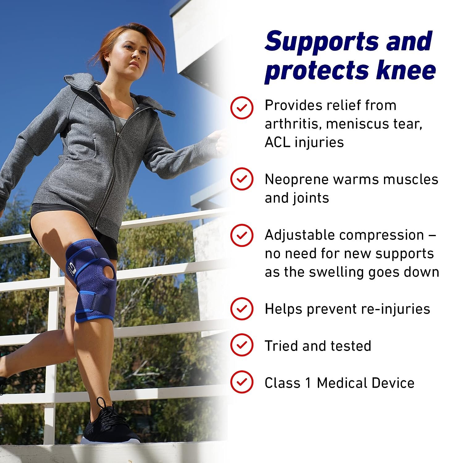 Neo G Knee Brace for Women and Men Knee Support Open Patella for Joint Meniscus Knee Pain Relief, Arthritis, Sprains, Strains, Instability - Adjustable Compression - One size