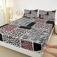thumbnail image 3 of jejeloiu Pink White Black Twin Sheet Sets,Leopard Cheetah Pattern Twin Fitted Sheet,Wild Zebra Print Flat Sheet For Teens,Breathable Home Decor,3-Piece, 3 of 7