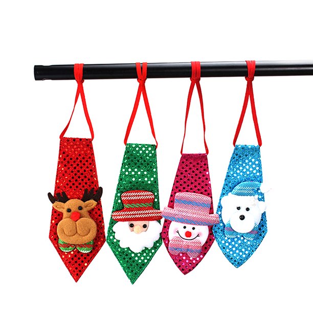 Corbatas De Lentejuelas De Navidad Santa Claus Muñeco De Nieve Reno Oso Decoración De Navidad Para Decoración De Fiesta En Casa 4 Unids/Set Guardurnaity HA029680-00