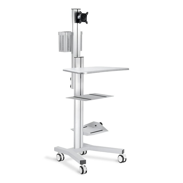 Yescom Chariot d'Ordinateur Roulant pour PC avec Support pour Moniteur et Support pour Imprimante CPU 69 Pouces de Haut Argent