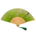 thumbnail image 5 of Kripyery Folding Hand Fan for Women Chinese Vintage Bamboo Imitation Silk Hand Held Fan with Flower Pattern And Tassel Pendant Wood Cheongsam Catwalk Fan for Dance Party Props, 5 of 8