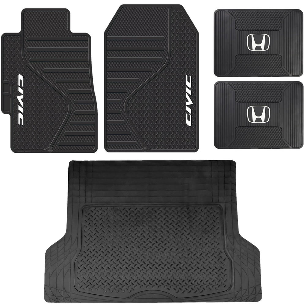 5 Piece ALL Weather Heavy Duty Rubber Front Rear Floor Mats & Universal