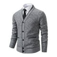 thumbnail image 3 of Leesechin Men's Casual Long Sleeve Shawl Collar Buttons Down Cable Knit Cardigan Sweater with Pockets, 3 of 8