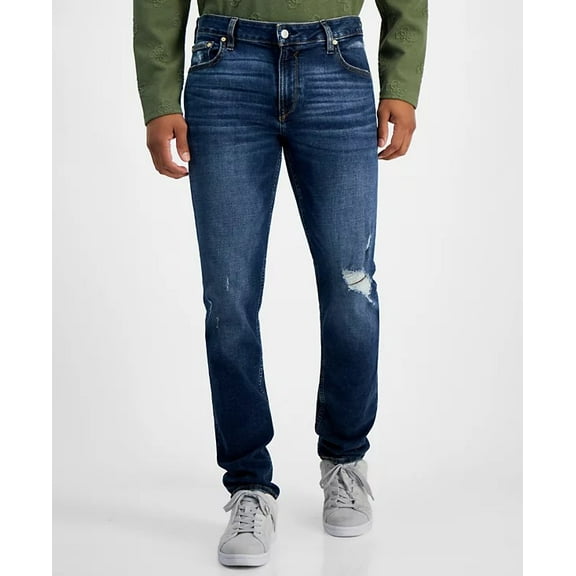 Guess CALABASAS WASH Men's Destroyed Slim Tapered Fit Jeans, US 38x32