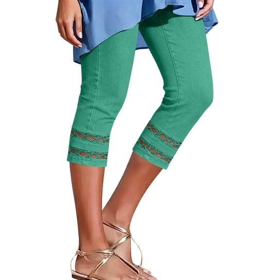 SAWOBUUN Womens Capri Leggings High Waisted Stretchy Cropped Pants Cutout Ankle Summer Casual Skinny Trousers