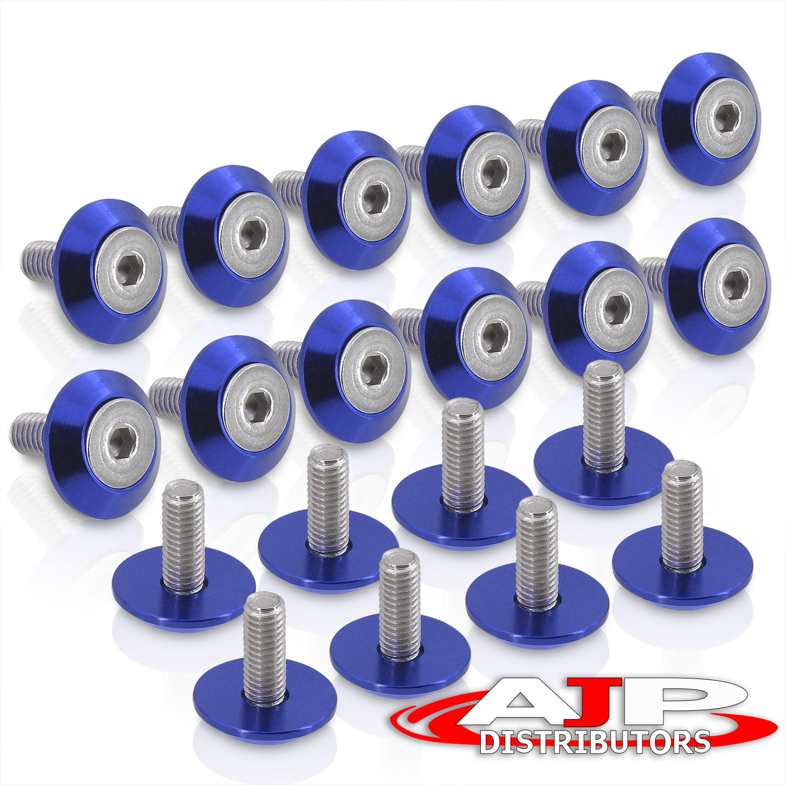 10 Pack M6 Blue Anodized Aluminum Finishing Beauty Washers with Stainless Bolts 