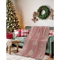 thumbnail image 2 of Vintage Pink Winter Snowflakes Flannel Blanket for Bed,Travel and Camping, Plant Pine Branch Minimalist Super Soft Cozy Blanket for All Seasons 40"x50", 2 of 6