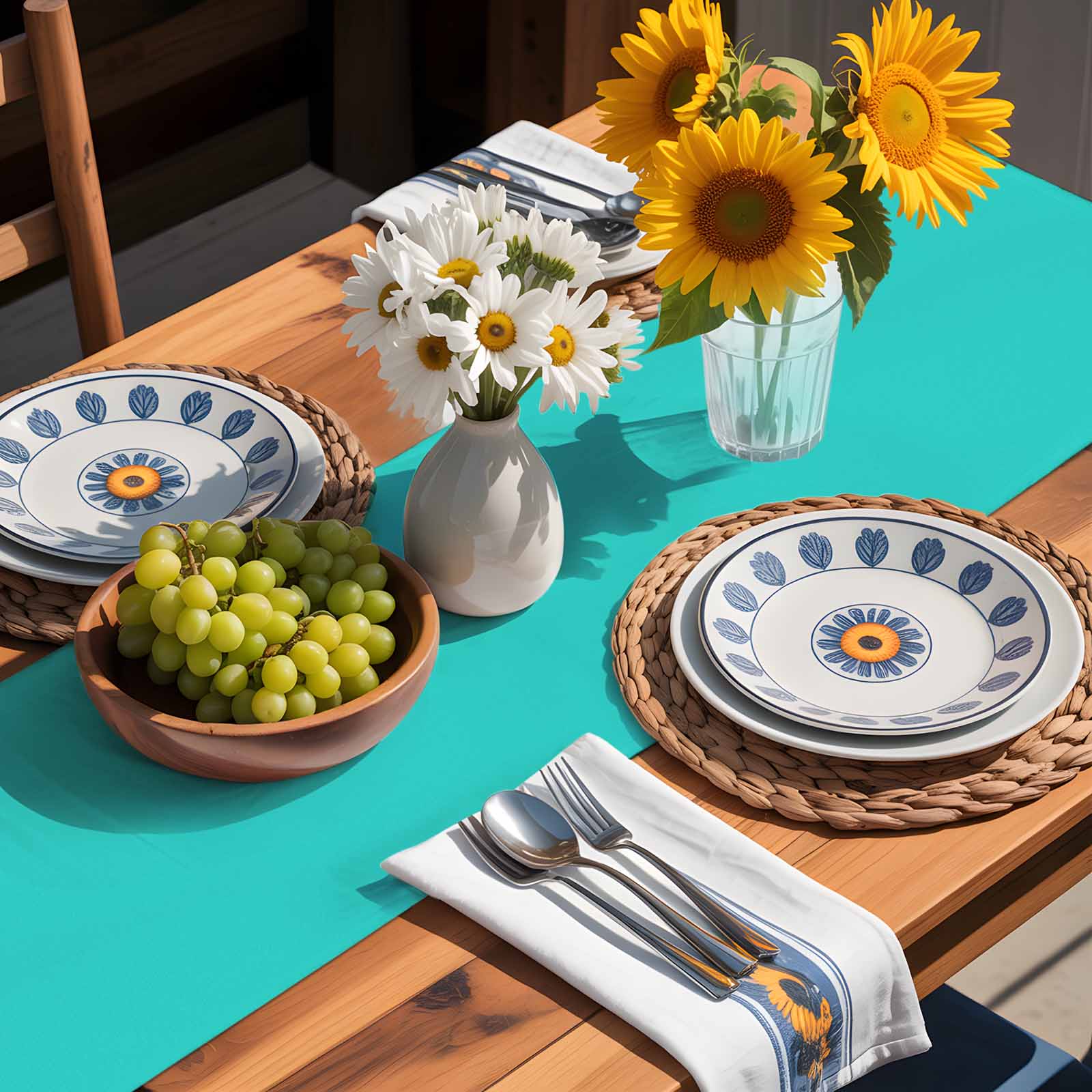 Table Runner Aqua Green Table Decoration for Kitchen Dinning Simple Style Table Decoration for Indoor Outdoor Party Wedding Decor 13x90 Inch