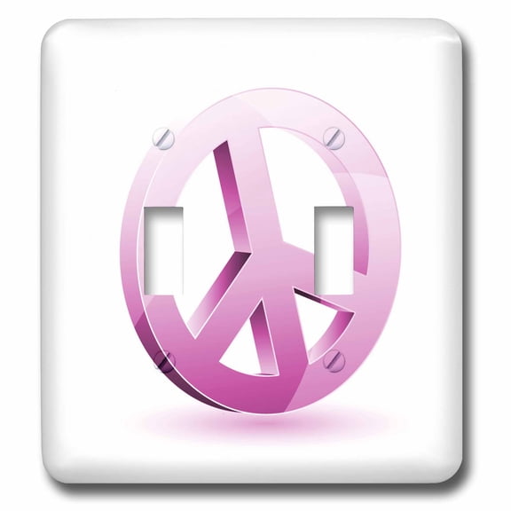 3dRose Pink Peace Sign - Double Toggle Switch (lsp_101287_2)