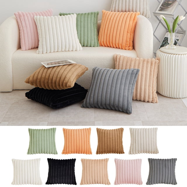 Funda de Almohada Decorativa Suave para Sofá | Piel Sintética y Terciopelo | Cremallera Oculta | 45 X 45 Cm | Decoración para El Hogar Otoño/Invierno