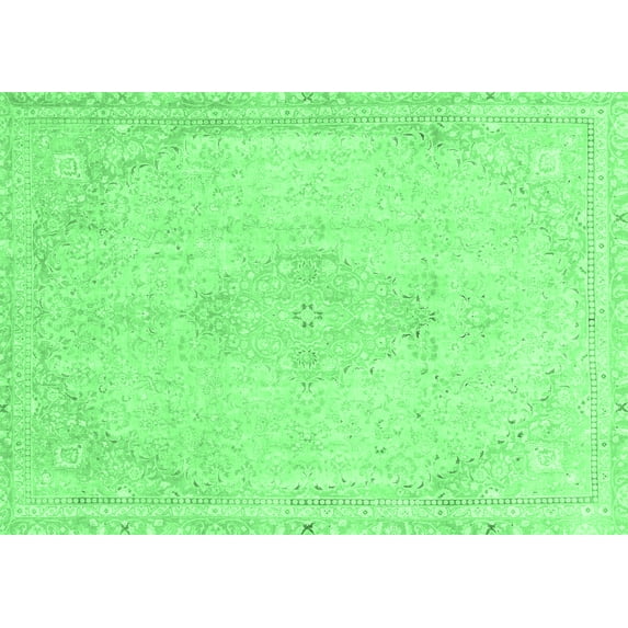 Ahgly Company Indoor Rectangle Abstract Emerald Green Modern Area Rugs, 3' x 5'