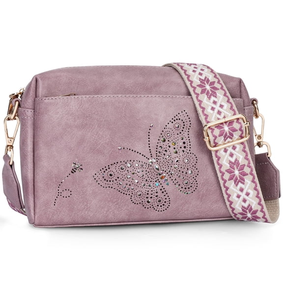 APHISON Women's Vegan Leather Shoulder Bag, Butterfly Stylish Crossbody Purse with Phone Pocket, Zipper Closure and Card Slots Ideal for Work, Shopping, Weekend Brunch, Carry Daily Fashion