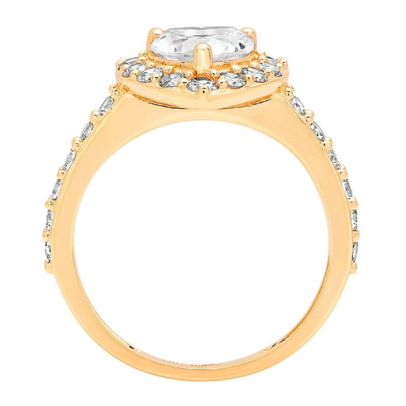 2.03 ct Heart Cut White Sapphire Halo Engagement Ring for Women in 18K Yellow Gold