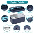 thumbnail image 3 of Electric Lunch Box Food Heater, 80W Heated Lunchbox for Adults, Portable Food Warmer with 1.8L Stainless Steel Container/Fork/Spoon for Car Office School, 2 Compartments with Carry Bag 12V-24V 110V, 3 of 9