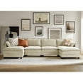 thumbnail image 4 of 142" Oversized 6-Seater Sectional Modular Sofa Couch with Storage and Dual-Layer Cushions Beige, 4 of 10