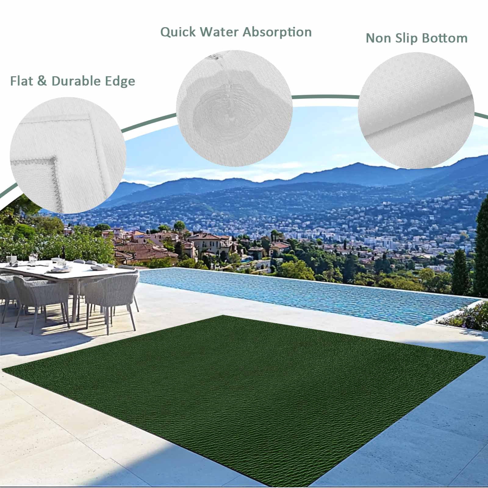 Fsddascl Solid Dark Green Outdoor Rug for Patio/Deck/Porch, Non-Slip Large Area Rug 6 x 9 Ft, Retro Minimalism Abstract Denim Texture Indoor Outdoor Rugs Washable Area Rugs, Camping Rug Carpet