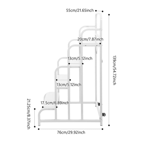 4 Steps Stair with Wheels White Industrial & Warehouse 4-Step Rolling Stairs