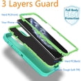 thumbnail image 3 of PLUHKN-for iPhone 11 Case Shockproof Dropproof Dust-Proof Drop Proof 3-Layer Durable Phone Case Heavy Duty Protection Phone Case Cover for Apple iPhone 11 6.1“ Aqua Blue and Lime Green, 3 of 4