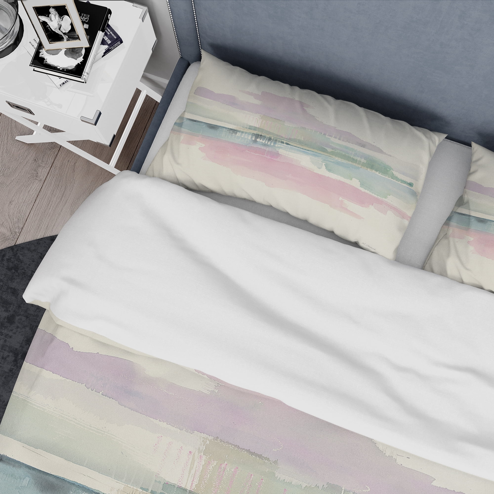 Designart 'Pink Lifting Fog' Geometric Duvet Cover Set