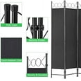 thumbnail image 4 of FDW 4 Panel Room Divider 6 ft Steel for Home Office Bedroom, Black, 4 of 7