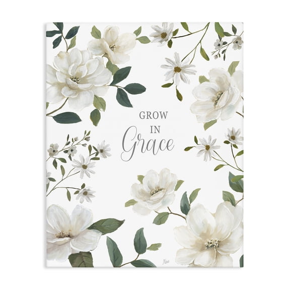 Stupell Industries Shabby Chic Floral Grow In Grace Canvas Art, 16 x 20, by Nan