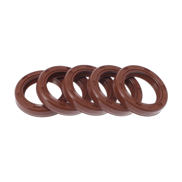 Sello de Aceite Universal TC Doble Labio con Resorte de Acero 20x28x5mm Alta Presión Caucho FKM Marrón 5 Pcs