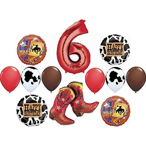 Western Party Supplies 6th Birthday Cowboy Cowgirl Wild West Balloon Bouquet Decorations