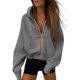 thumbnail image 1 of Sudadera con Capucha PRETTYGARDEN para Mujer, Cierre Completo, Forro Polar, Gris, Talla L, 1 of 8