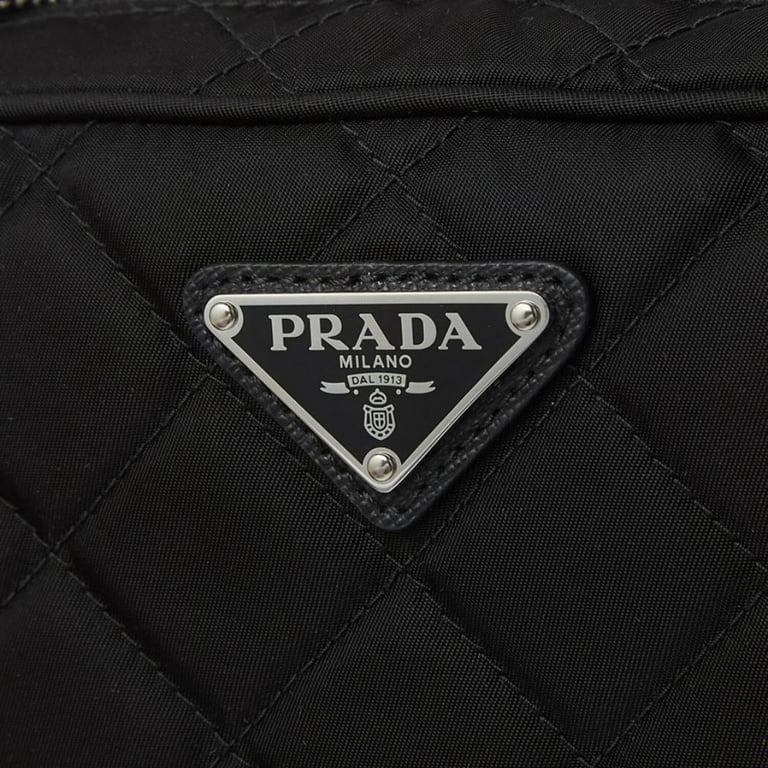 PRADA Quilted Nylon Tessuto Crossbody Camera Bag Shoulder Bag Black Auth