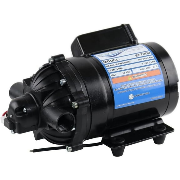 Everflo 12V On-Demand Diaphragm Pump - 7.0GPM, 60 PSI, 1/2" FNPT Ports