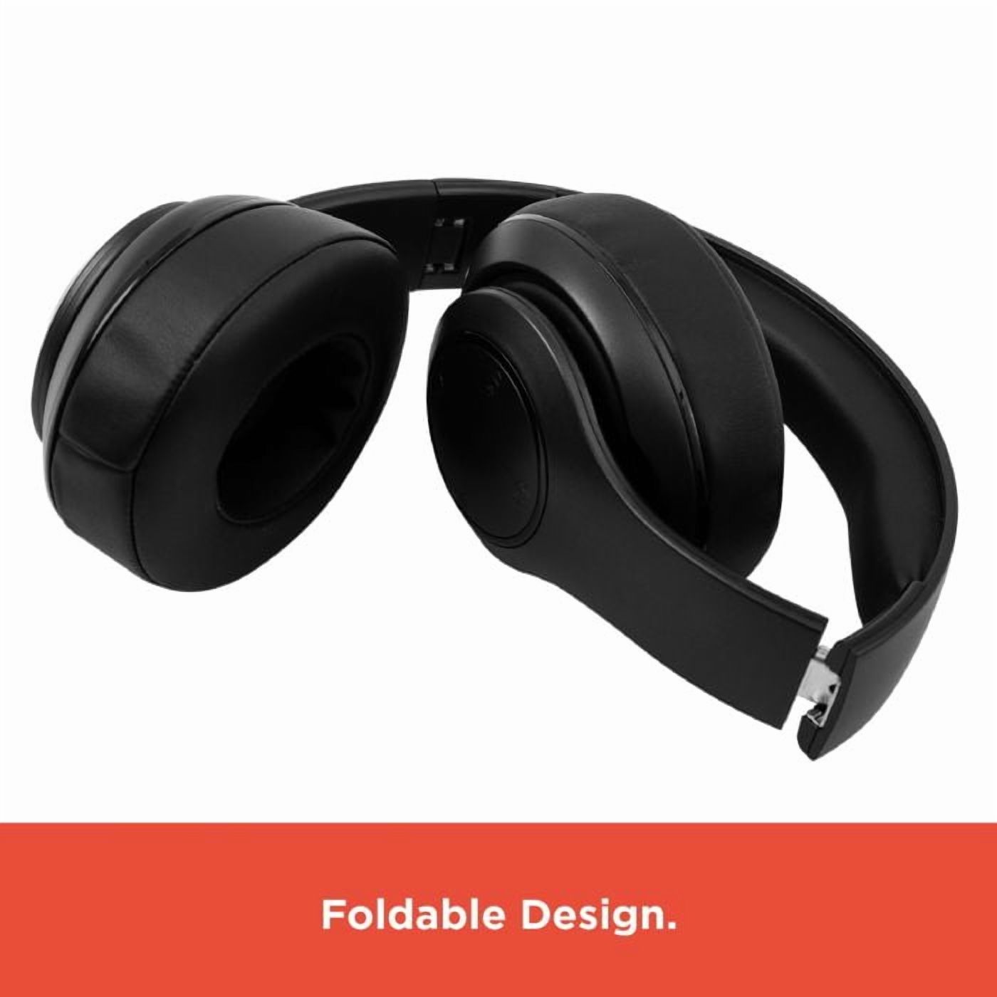 RadioShack BT Headphones Black – 40mm Drivers, 30-Hour Playtime, Bluetooth 5.4, Built-In Microphone, Foldable Design, Durable and Stylish Black Finish