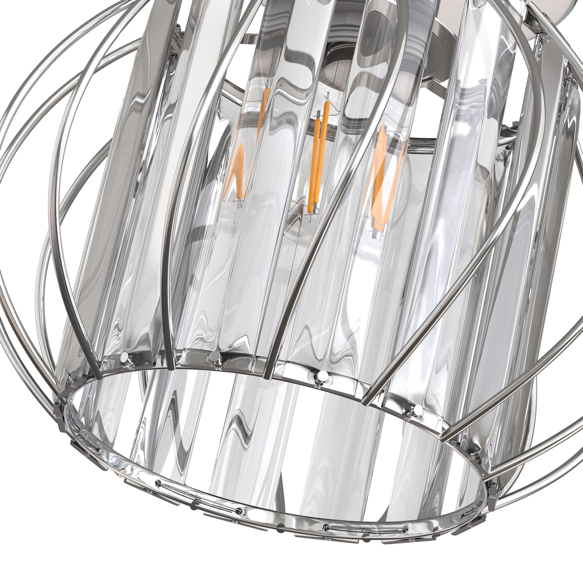 YANSUN 7 in 1 Light Silver Modern Semi Flush Mount Ceiling Light with Crystal Shade for Foyer, Bedroom, Dining Room, and Closets Lighting