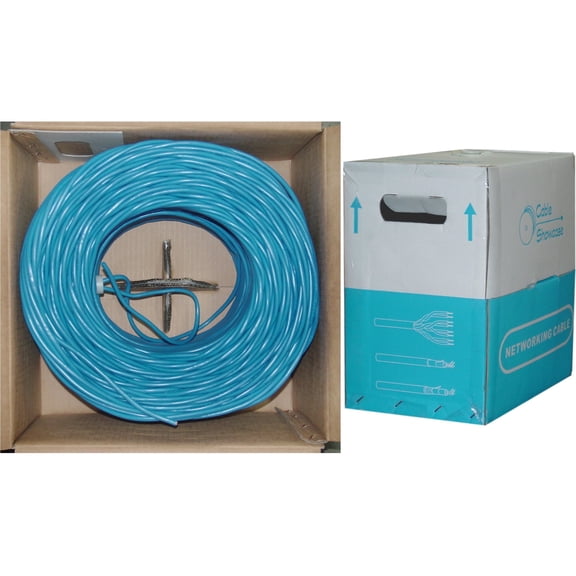 1000 Foot Bulk Shielded Cat6 Blue Ethernet Cable, Stranded, 24AWG Network Cable, 4 pair Stranded Bare Copper, Shielded Twisted Pair (STP) Internet Patch Cable with Pull Box, CableWholesale