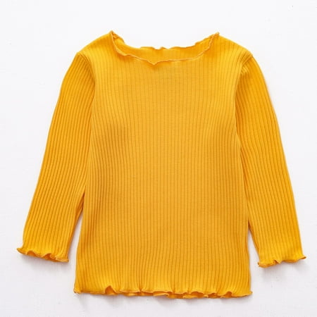 

Hunpta Toddler Baby Kids Girls Long Sleeve Solid Color Wave Edge T-shirt Tops Blouse