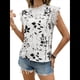 thumbnail image 2 of Blusas de Encaje con Estampado Floral para Mujer, Cuello Redondo, Mangas , Estilo Bohemio, Blancas, S, 2 of 9