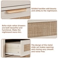 thumbnail image 4 of LELELINKY 2pc 3-Drawer Storage Nightstand, 31.5" Wide Rattan Bedside Table, Boho Tall Cabinet for Bedroom, Living Room - Grey White, 4 of 7