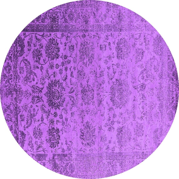 Ahgly Company Indoor Round Oriental Purple Industrial Area Rugs, 5' Round